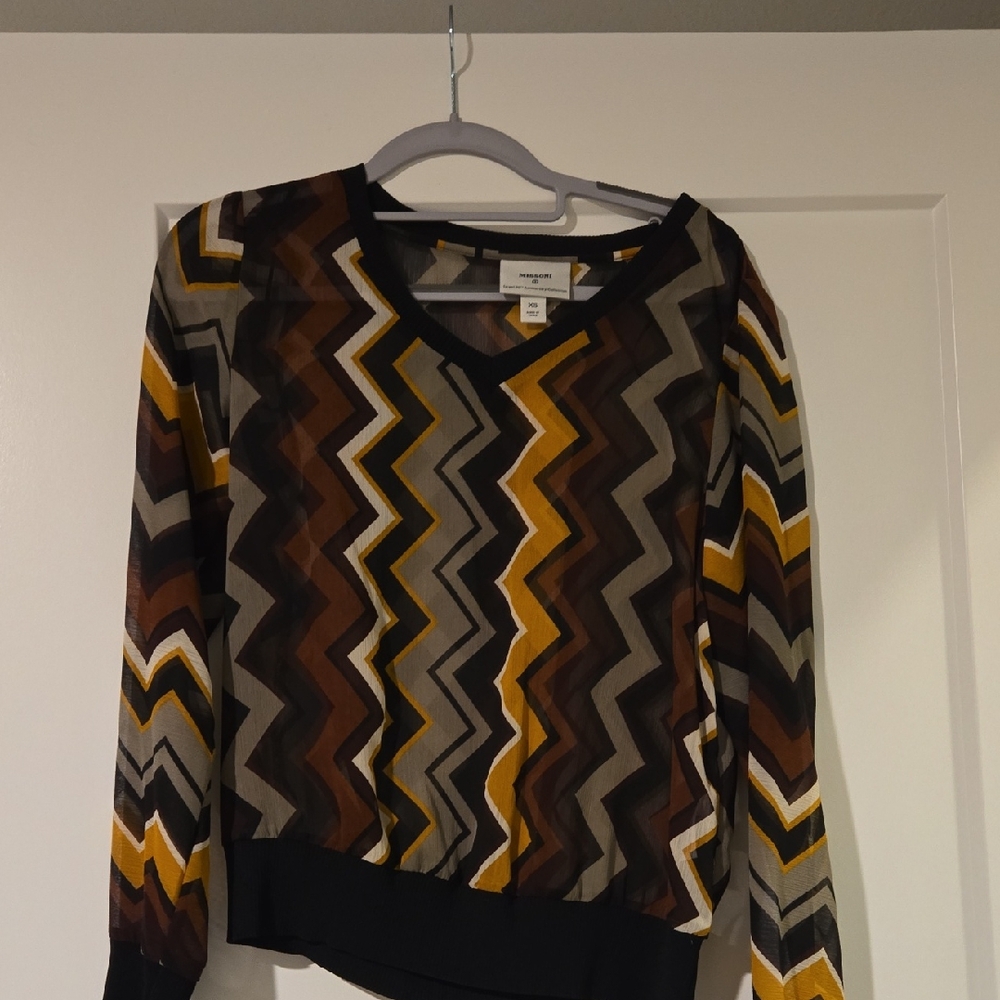 Missoni for Target Zigzag Blouse in Brown and Yellow. See Through. Wear A Cami